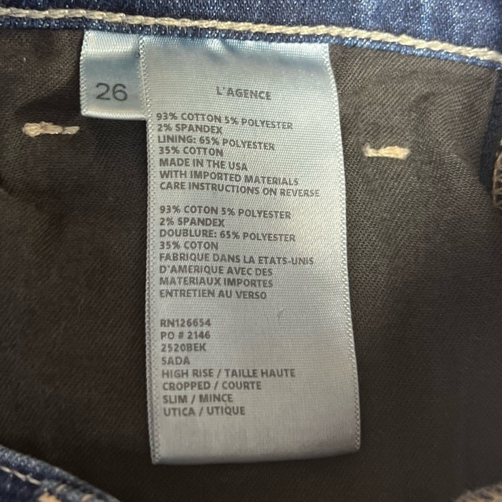 L'AGENCE Straight Leg Distressed Denim Raw Fray Ankle Hem Jeans Size 26 - Picture 5 of 6